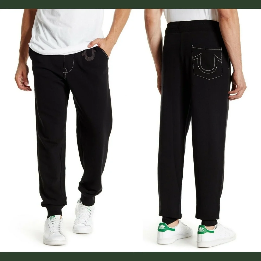 NWT $129 True Religion Jogger Pants for‎ MEN in Black [SZ Large ]
